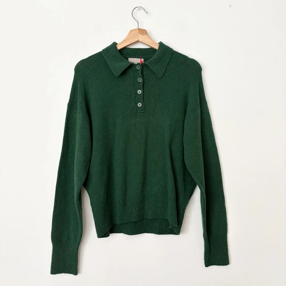 SOLD-J.crew long sleeve wool blend sweater polo - Picture 3 of 6